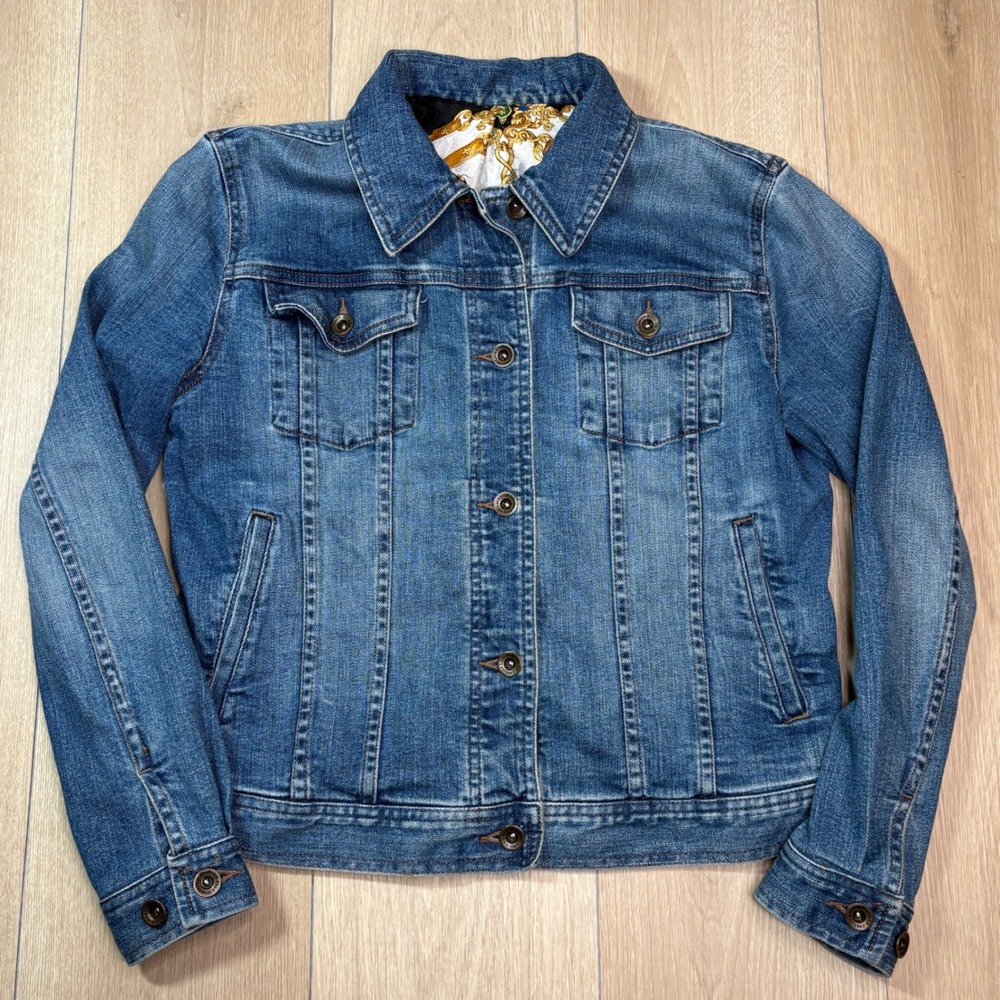 Ralph Lauren Polo Jeans Co Womens Denim Trucker Jacket Medium Wash Chain Lining